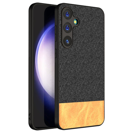 Kapa Soft Fabric & Leather Hybrid Protective Back Cover for Samsung Galaxy A55 (5G) | Shockproof Slim Hard Anti Slip Back Case (Black,Brown)