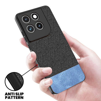 Kapa Soft Fabric & Leather Hybrid Protective Back Cover for Moto Edge 70 | Shockproof Slim Hard Anti Slip Back Case (Black,Blue)