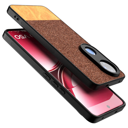 Kapa Soft Fabric & Leather Hybrid Protective Back Cover for Vivo V50 5G | Shockproof Slim Hard Anti Slip Back Case (Brown) - Mobizang