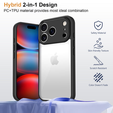 Kapa Hawkeye Clear Slim Tough Back Cover for Apple iPhone 17 Pro | Camera Lens Protector Anti Yellow Shockproof Clear Hybrid Case Cover (Black)