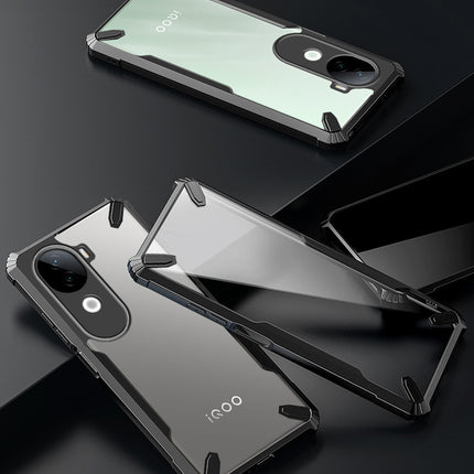 Kapa Bull Clear Back Cover for Iqoo Z9S (5G) | [Military Grade Protection] Shock Proof Slim Hybrid Bumper Case (Black)