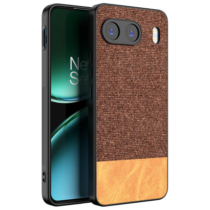 Kapa Soft Fabric & Leather Hybrid Protective Back Cover for OnePlus Nord 4 | Shockproof Slim Hard Anti Slip Back Case (Brown)