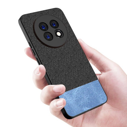 Kapa Soft Fabric & Leather Hybrid Protective Back Cover for Realme 13 PRO / 13 PRO PLUS | Shockproof Slim Hard Anti Slip Back Case (Black,Blue)