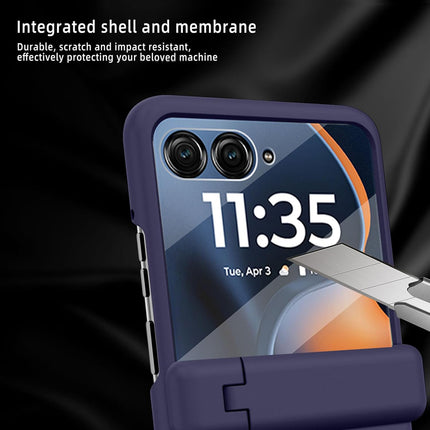 Kapa Textured Grip with Stand Hinge Protection Back Cover for Moto Razr 60 Ultra | with [Inbuilt Glass] Full Body Shockproof Hard Back Case (Blue)