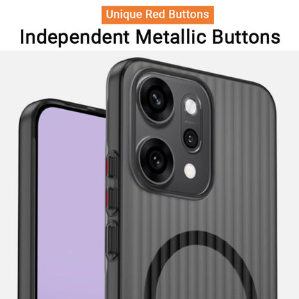 Kapa Wave Magnetic Frosted Grip Back Cover for Oppo Reno 14 Pro 5G | [MagSafe Compatible] Wireless charging, Slim, Metal Buttons Matte Finish Back Case (Grey)