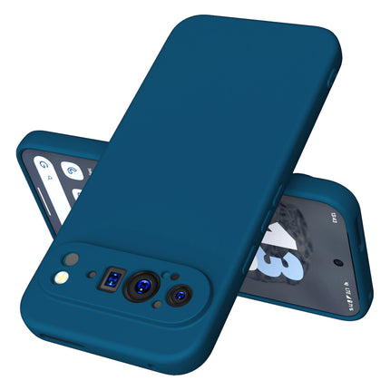 Kapa Matte Protective Lens Flexible Back Cover for Google Pixel 9 / 9 PRO | Slim Silicone with Soft Lining Shockproof Full Body Bumper Case (Blue)
