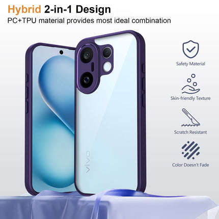 Kapa Hawkeye Clear Slim Tough Back Cover for Vivo X200 FE 5G | Camera Lens Protector Anti Yellow Shockproof Clear Hybrid Case Cover (Purple Sides)