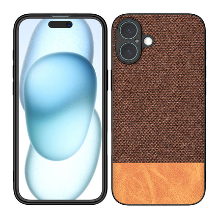 Kapa Soft Fabric & Leather Hybrid Protective Back Cover for Apple iPhone 16 Plus | Shockproof Slim Hard Anti Slip Back Case (Brown)