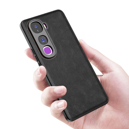 Kapa Tux Leather Back Cover for Vivo Y400 Pro 5G | Slim Shockproof Camera Protection Bumper Case (Black) - Mobizang