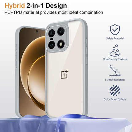 Kapa Hawkeye Clear Slim Tough Back Cover for OnePlus 15 | Camera Lens Protector Anti Yellow Shockproof Clear Hybrid Case Cover (Grey)