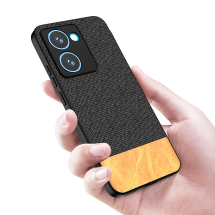 Kapa Soft Fabric & Leather Hybrid Protective Back Cover for Realme P3 Ultra 5G | Shockproof Slim Hard Anti Slip Back Case (Black,Brown)