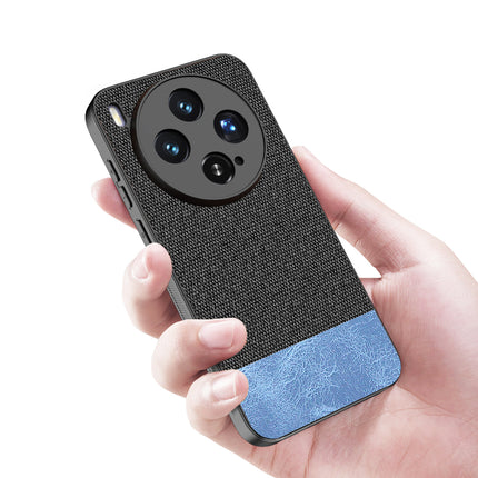 Kapa Soft Fabric & Leather Hybrid Protective Back Cover for Vivo X300 5G | Shockproof Slim Hard Anti Slip Back Case (Black,Blue)