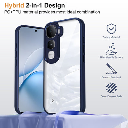 Kapa Hawkeye Clear Slim Tough Back Cover for Vivo Y400 Pro 5G | Camera Lens Protector Anti Yellow Shockproof Clear Hybrid Case Cover (Blue Sides)