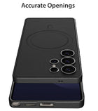 Kapa Ultra Thin Leather & Magsafe Back Case for Samsung Galaxy S25 Ultra | with Wireless Charging Support Ring Full Body Protection Back Cover (Black)