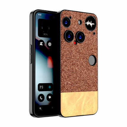 Kapa Soft Fabric & Leather Hybrid Protective Back Cover for Nothing Phone 3 5G | Shockproof Slim Hard Anti Slip Back Case (Brown)