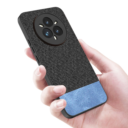Kapa Soft Fabric & Leather Hybrid Protective Back Cover for Realme 14 Pro 5G | Shockproof Slim Hard Anti Slip Back Case (Black,Blue)