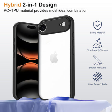 Kapa Hawkeye Clear Slim Tough Back Cover for Apple iPhone 17 Air | Camera Lens Protector Anti Yellow Shockproof Clear Hybrid Case Cover (Black)