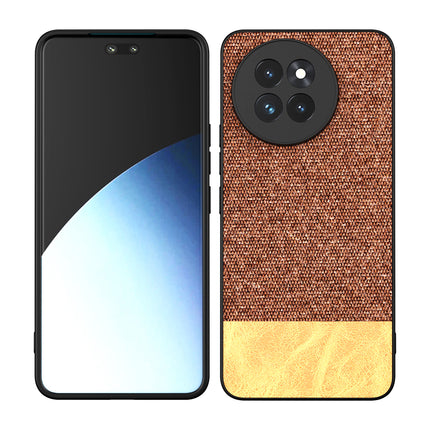 Kapa Soft Fabric & Leather Hybrid Protective Back Cover for Xiaomi 14 Civi | Shockproof Slim Hard Anti Slip Back Case (Brown)