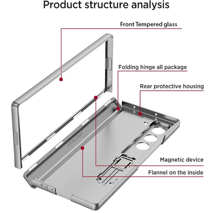 Kapa Magnetic Hinge With Inbuilt Stand Case for Samsung Galaxy Z Fold 6 | Shockproof Stand Hybrid Bumper Back Cover (Silver)