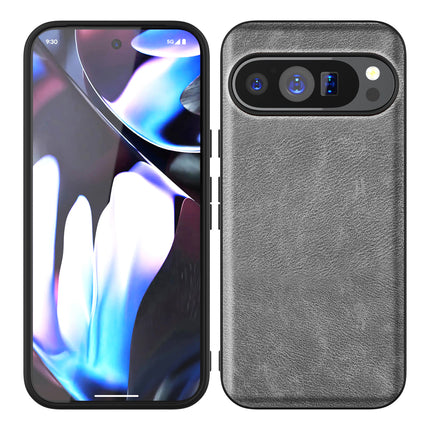 Kapa Tux Leather Back Cover for Google Pixel 9 / Pixel 9 PRO | Slim Shockproof Camera Protection Bumper Case (Grey) - Mobizang