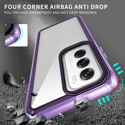 Kapa Warrior Acrylic Clear Back Cover For Oppo Reno 12 (5G) | Slim Shockproof [Military Grade Protection] Hybrid Bumper Case (Purple Sides) - Mobizang