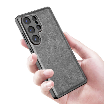 Kapa Tux Leather Back Cover for Samsung Galaxy S25 Ultra | Slim Shockproof Camera Protection Bumper Case (Grey) - Mobizang