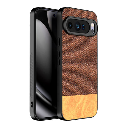 Kapa Soft Fabric & Leather Hybrid Protective Back Cover for Google Pixel 10 Pro XL | Shockproof Slim Hard Anti Slip Back Case (Brown)