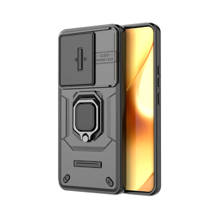 Kapa Armor Slider Back Cover for Realme 15 Pro 5G | Inbuilt Ring + Camera Slider Shockproof Lens Protection Bumper Back Case (Black)