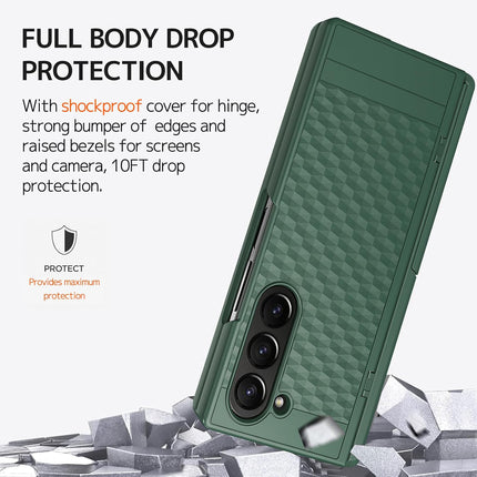 Kapa Geometric S Pen Holder Hinge Protection Back Cover for Samsung Galaxy Z Fold6 / Fold 6 | Slim Shock proof Case with Inbuilt Glass & S Pen Slot (Green)