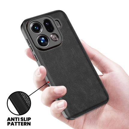 Kapa Tux Leather Back Cover for Oppo Find X9 Pro | Slim Shockproof Camera Protection Bumper Case (Black)