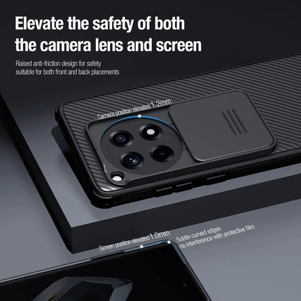 KAPA Camshield Back Cover for OnePlus 12R | Inbuilt Slider Shockproof Lens Protection Case (Black) - Mobizang
