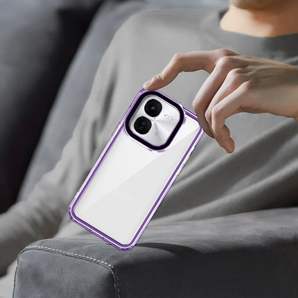 Kapa Warrior Acrylic Clear Back Cover For IQOO Z9X | Slim Shockproof [Military Grade Protection] Hybrid Bumper Case (Purple Sides)