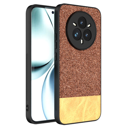 Kapa Soft Fabric & Leather Hybrid Protective Back Cover for Realme 14 Pro 5G | Shockproof Slim Hard Anti Slip Back Case (Brown)