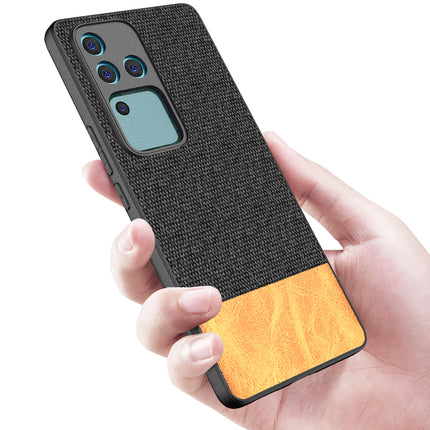 Kapa Soft Fabric & Leather Hybrid Protective Back Cover for Vivo V30 Pro (5G) | Shockproof Slim Hard Anti Slip Back Case (Black,Brown)