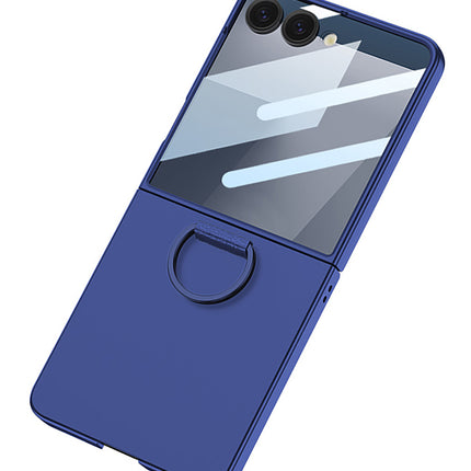 Kapa Ultra Thin PC + D Ring Back Case for Samsung Galaxy Flip7 / Z Flip 7 |with [Inbuilt Glass] Shockproof Slim Hard Protective Cover (Blue)