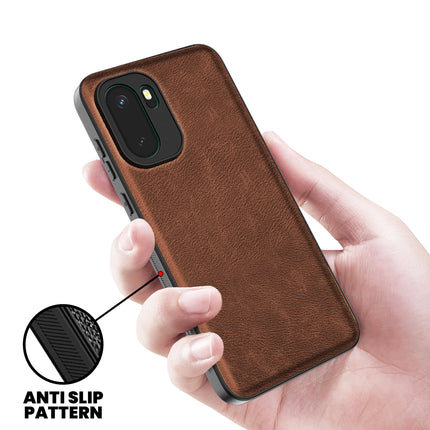 Kapa Tux Leather Back Cover for OnePlus 15R | Slim Shockproof Camera Protection Bumper Case (Brown) - Mobizang