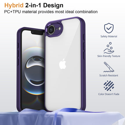 Kapa Hawkeye Clear Back Cover for Apple iPhone 16E | Camera Lens Protector Shockproof Slim Clear Case Cover (Purple Sides)