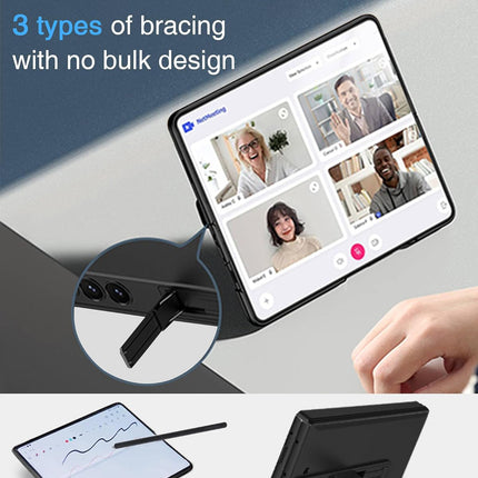 Kapa Magnetic Hinge With Inbuilt Stand Case for Samsung Galaxy Z Fold 6 | Shockproof Stand Hybrid Bumper Back Cover (Black) - Mobizang