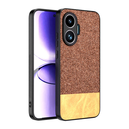 Kapa Soft Fabric & Leather Hybrid Protective Back Cover for Poco F7 5G | Shockproof Slim Hard Anti Slip Back Case (Brown)