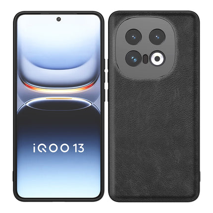 Kapa Tux Leather Back Cover for IQOO 13 (5G) | Slim Shockproof Camera Protection Bumper Case (Black)