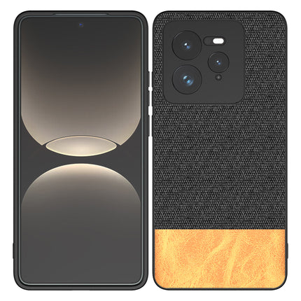 Kapa Soft Fabric & Leather Hybrid Protective Back Cover for Realme GT 7 PRO | Shockproof Slim Hard Anti Slip Back Case (Black,Brown) - Mobizang
