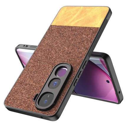 Kapa Soft Fabric & Leather Hybrid Protective Back Cover for Vivo Y400 Pro 5G | Shockproof Slim Hard Anti Slip Back Case (Brown) - Mobizang
