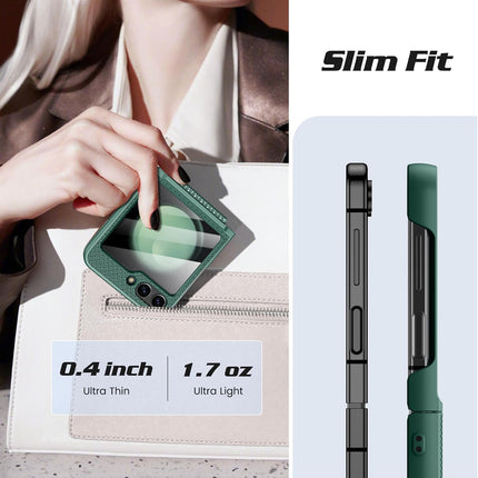 Kapa Textured Grip Hinge Protection Back Cover for Samsung Galaxy Z Flip6 / Z Flip 6 | with [Inbuilt Glass] Full Body Shockproof Hard Back Case (Green)