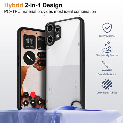 Kapa Hawkeye Clear Slim Tough Back Cover for CMF Phone 2 PRO | Camera Lens Protector Anti Yellow Shockproof Clear Hybrid Case Cover (Black) - Mobizang