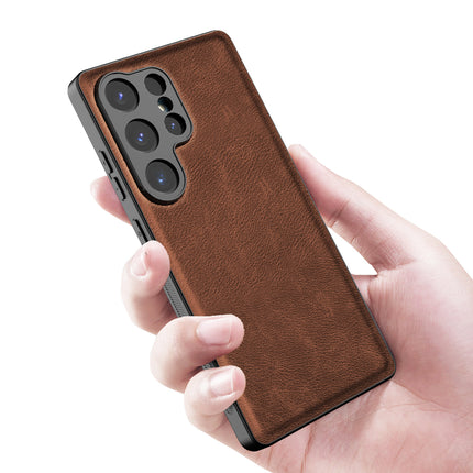 Kapa Tux Leather Back Cover for Samsung Galaxy S25 Ultra | Slim Shockproof Camera Protection Bumper Case (Brown)