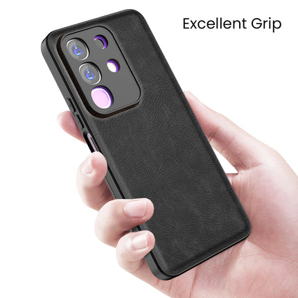 Kapa Tux Leather Back Cover for Iqoo Z10x 5G / Vivo T4x 5G | Slim Shockproof Camera Protection Bumper Case (Black)