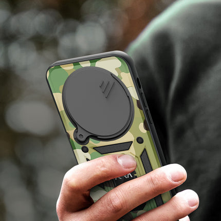 Kapa Tank Back Cover for Redmi Note 14 Pro Plus | Inbuilt Ring + Slider Shockproof Lens Protection Bumper Back Case (Green)