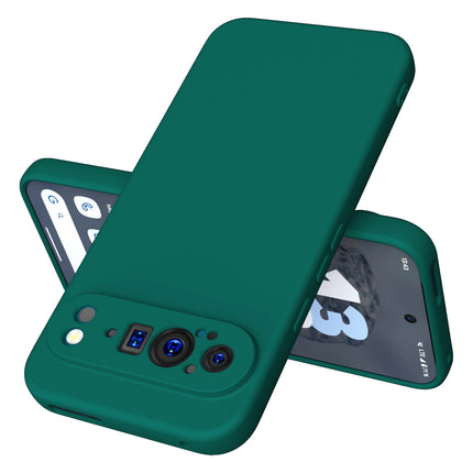 Kapa Matte Protective Lens Flexible Back Cover for Google Pixel 9 / 9 PRO | Slim Silicone with Soft Lining Shockproof Full Body Bumper Case (Green)
