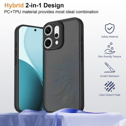 Kapa Smoked Hawkeye Matte Slim Tough Back Cover for Oppo Reno 14 5G | Camera Lens Protector Anti Yellow Shockproof Matte Hybrid Case Cover (Smoked Black)