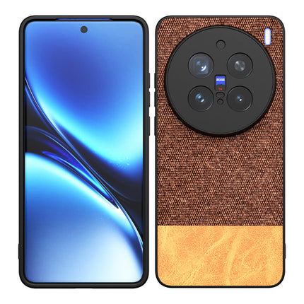 Kapa Soft Fabric & Leather Hybrid Protective Back Cover for Vivo X200 Pro (5G) | Shockproof Slim Hard Anti Slip Back Case (Brown) - Mobizang